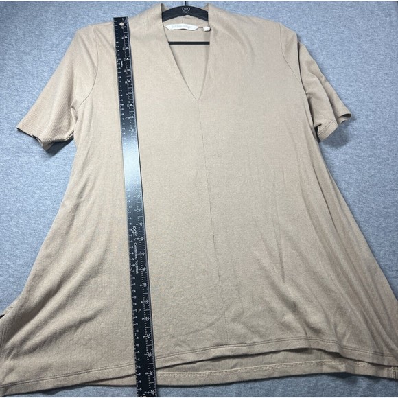 Soft Surroundings Short Sleeve Top Womens PM PETITE  Ribbed V-Neck Stretch Slit - Picture 6 of 9
